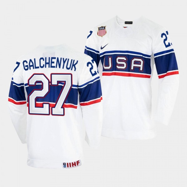 USA 2022 IIHF World Championship Alex Galchenyuk #27 White Jersey Home