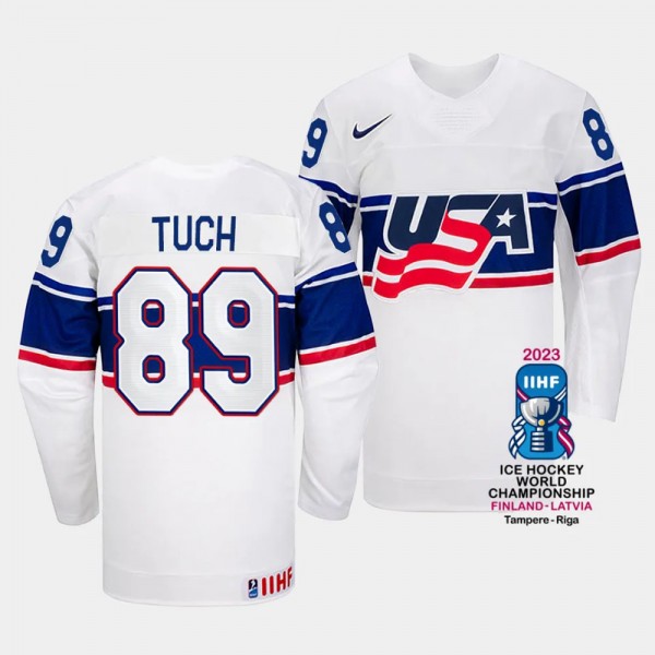 USA 2023 IIHF World Championship Alex Tuch #89 White Jersey Home