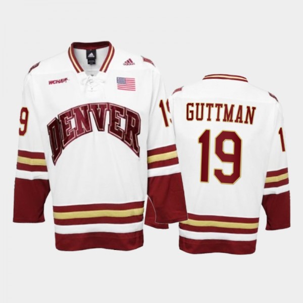 Denver Pioneers Cole Guttman #19 College Hockey Wh...