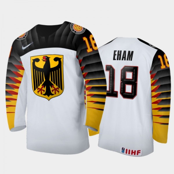 Josef Eham Germany Hockey White Home Jersey 2022 I...
