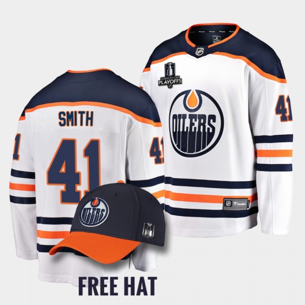 Mike Smith Edmonton Oilers 2022 Pacific Conference Champions White Away Jersey Men