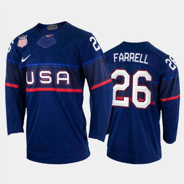 Sean Farrell USA Hockey Blue Jersey 2022 Winter Ol...